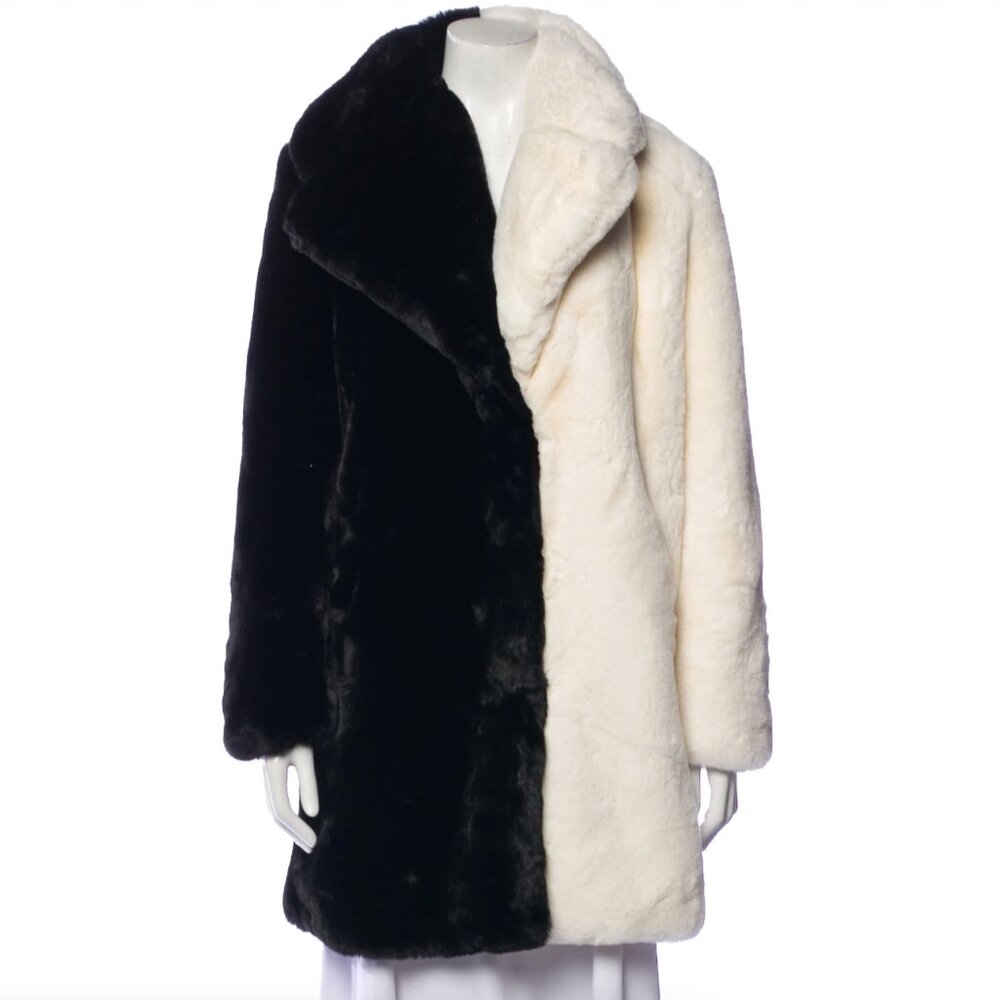 Apparis Serena Faux Fur Coat in Black and White